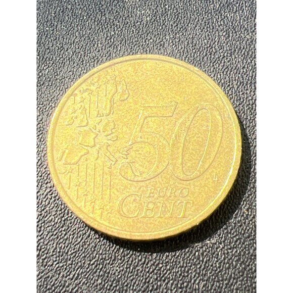 2002 German 50 Euro Cent Coin G Mint RARE Coin Brandenburg Gate Design & Stars